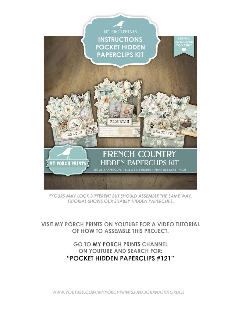 French Country Hidden Paperclips Kit, 3, Blue Junk Journal Paper Clips ...