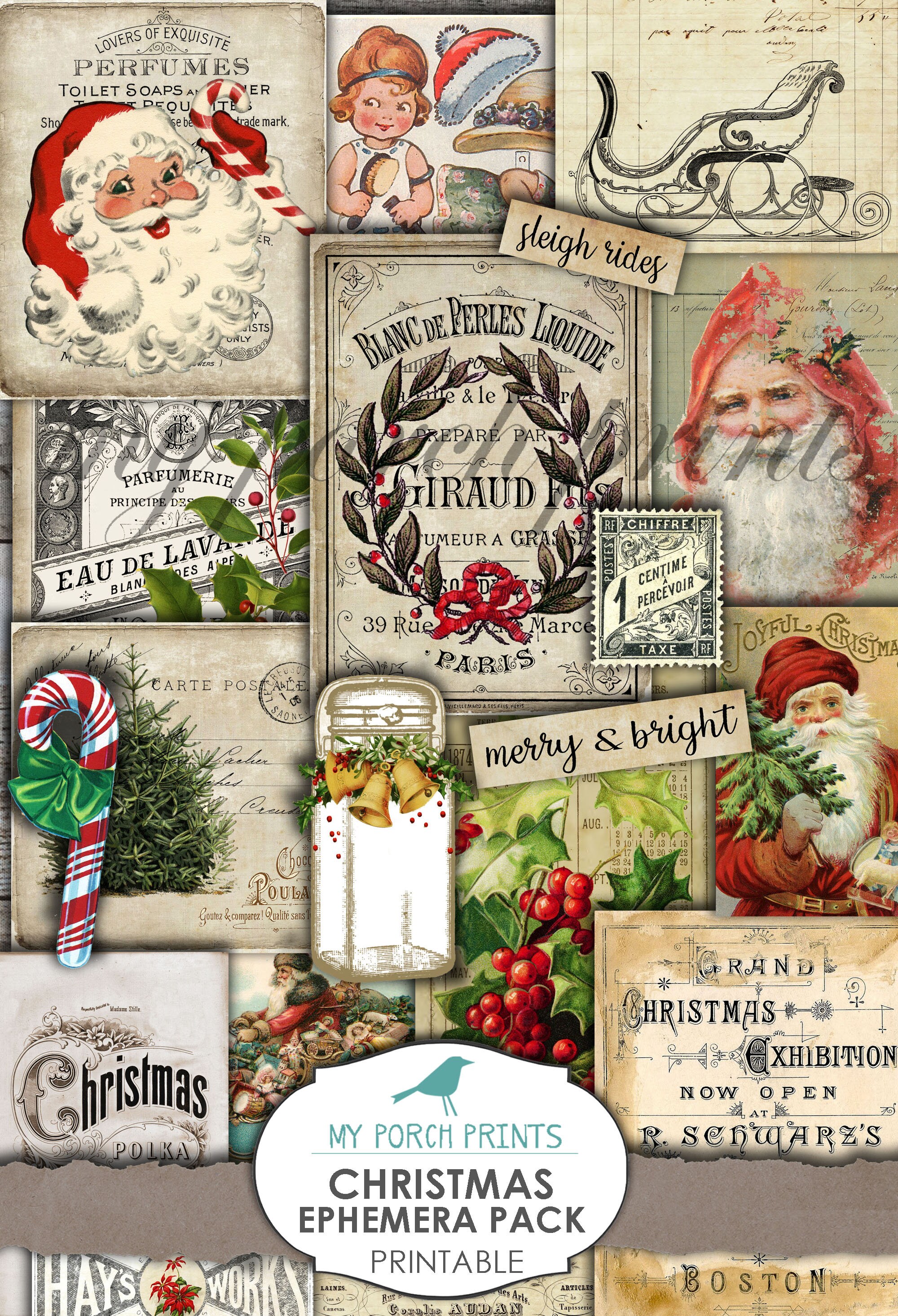 Christmas Junk Journal Digital, Christmas Junk Journal Kit, Ephemera ...