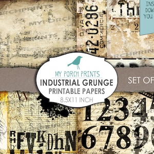Industrieel, grunge, afdrukbare papieren, junk journal, getallen, steampunk, man, mannelijk, vintage, afdrukbaar, collageblad, digitale download afbeelding 4