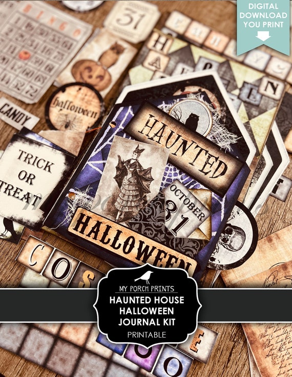 Haunted House Halloween Junk Journal Kit Craft For Kids - Etsy 日本