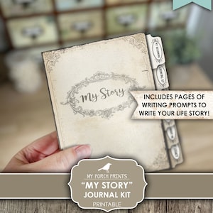 Junk Journal, Kit, Mon histoire, Biographie, À propos de moi, Papa, Grand-père, Cadeau, Fait main, Livre, Écrire, Mes impressions de porche, Imprimable, Téléchargement numérique
