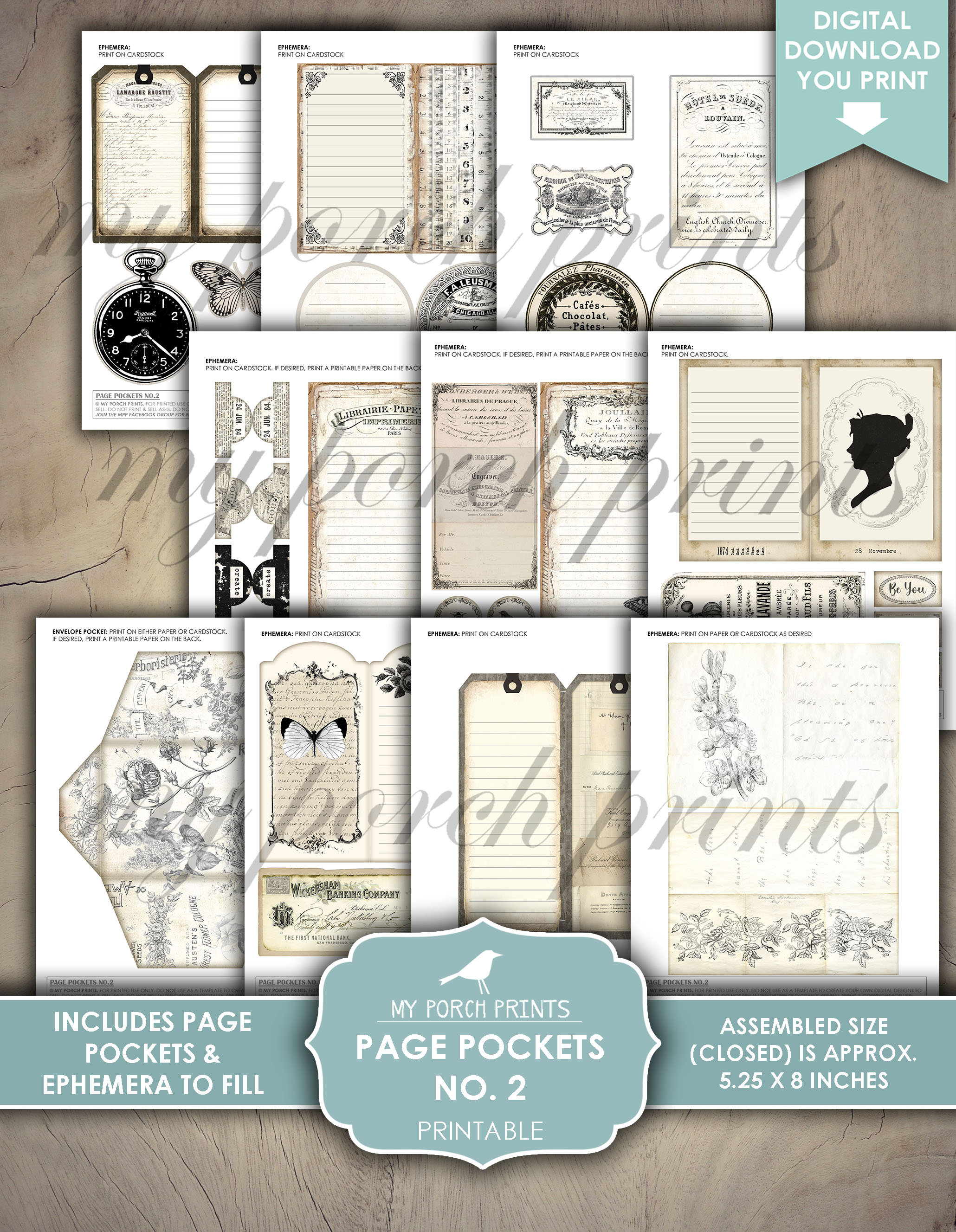 Page Pockets No. 2 Junk Journal Folio Kit, Folder, Black and White ...