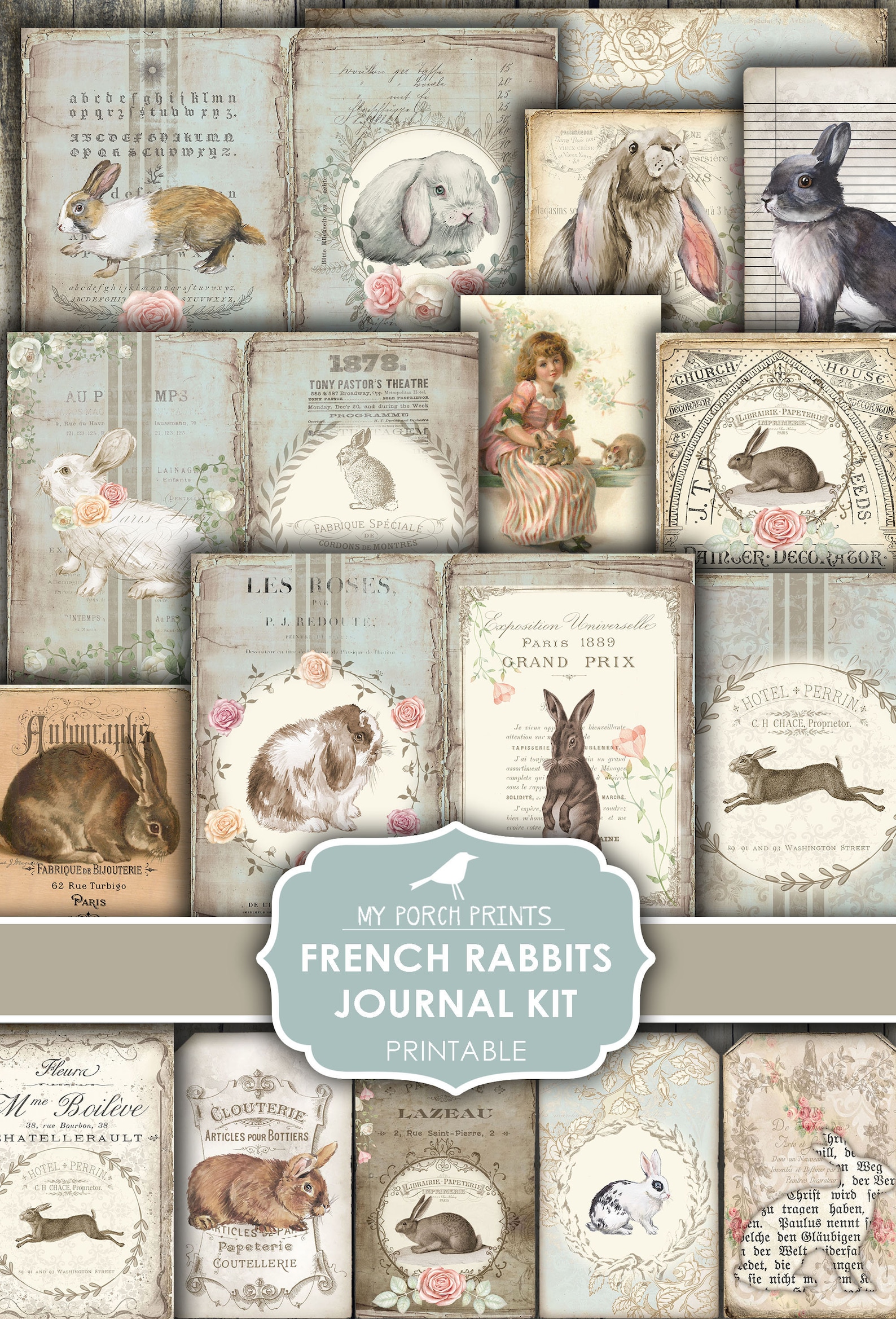 Junk Journal, French, Rabbit, Bunny, Easter, Not, Peter, Blue, Baby ...