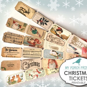 Bilhetes de Natal, Imprimível, Ephemera, Diário de Lixo, Papai Noel, Folha de Colagem, Kit Digital, Vintage, Bilhete, Enfeite, Álbum de Recortes, Download