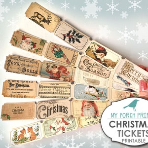 Christmas Tickets, Printable, Ephemera, Junk Journal, Santa, Collage Sheet, Digi Kit, Vintage, Ticket, Embellishment, Scrapbook, Download