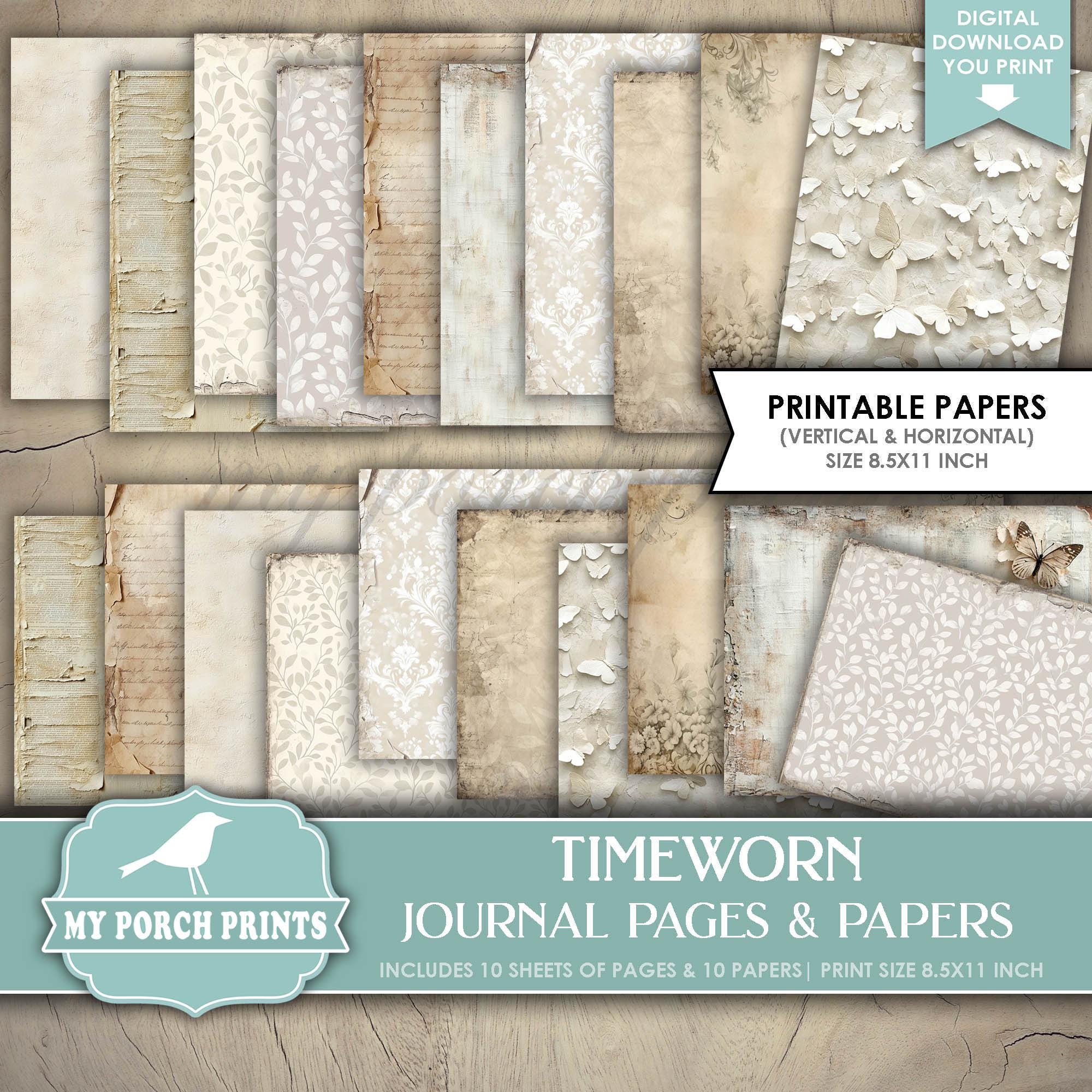 Timeworn Junk Journal PAGES & PAPERS Neutral Vintage Grunge Filler ...