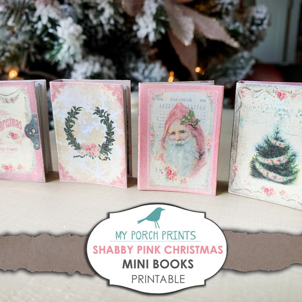 Christmas, Mini Books, Shabby Pink, Twas the Night Before Christmas, Poem, Junk Journal, My Porch Prints, Printable Book, Ornament, Download