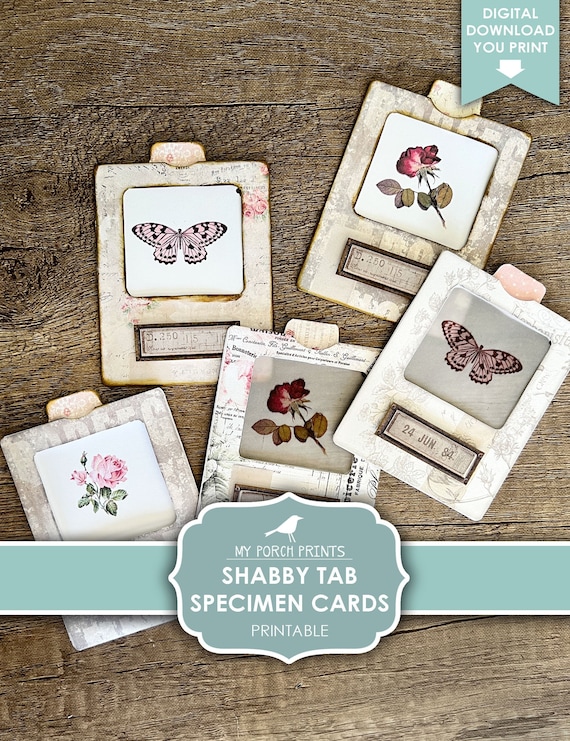 Junk Journal, Specimen Cards, Shabby, Tab, Roses