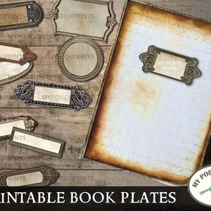 Kunstbuch Platten, Etikettenhalter, Junk-Journal, Cover, Metall, Verschönerung, leere Etiketten, meine Veranda-Drucke, bedruckbar, digitaler Download