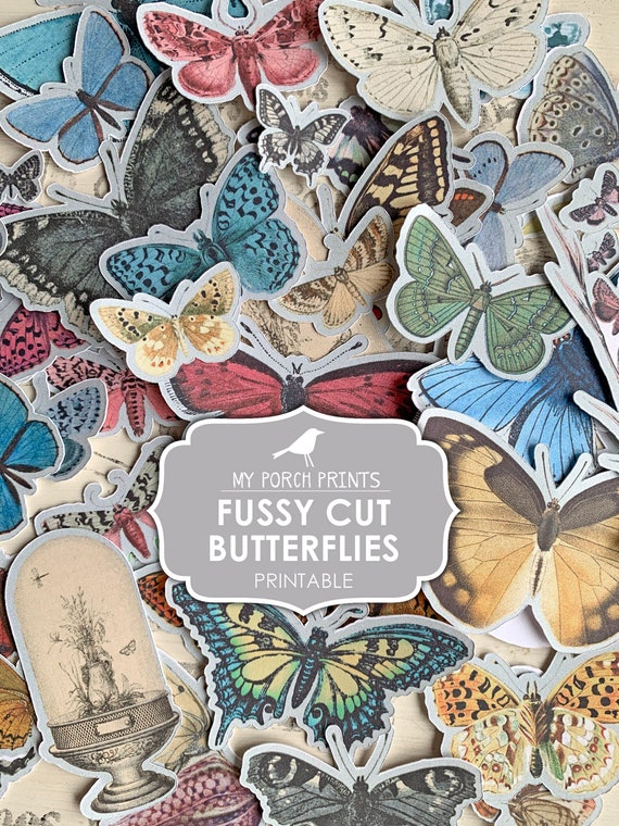 Junk Journal Ephemera, Fussy Cut, Butterflies, Cricut Junk Journal Ephemera, Fussy Cut, Butterflies, Cricut