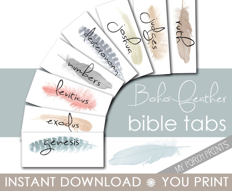 Bible Tabs, Boho, feather, bohemian, bible tabs printable, bible tabs teal, gold, bible tabs watercolor, floral, bible journaling printable photograph about Printable Bible Tabs called Bible Tabs, Boho, feather, bohemian, bible tabs printable, bible tabs teal, gold, bible tabs watercolor, floral, bible journaling printable