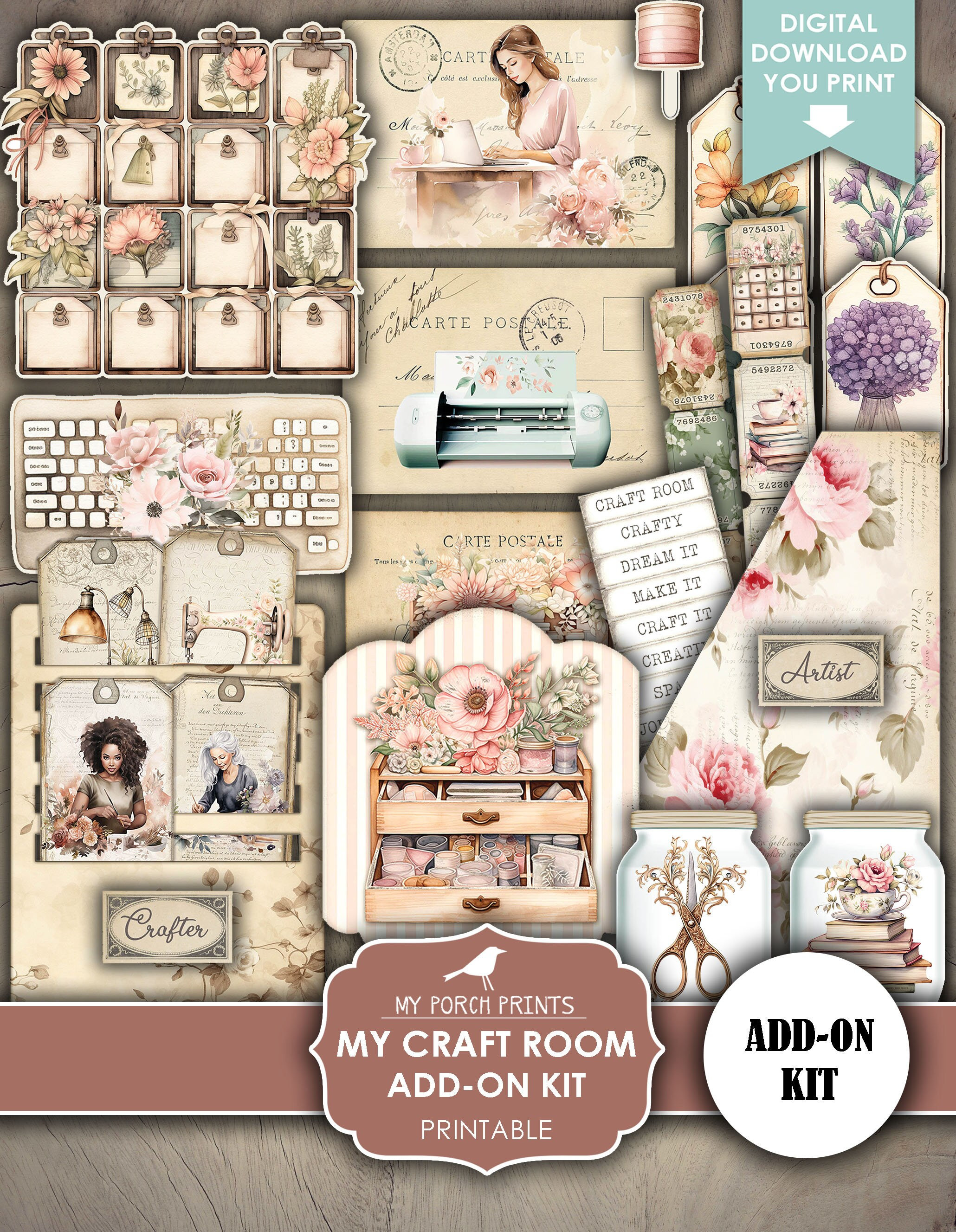 My Craft Room ADD ON Kit, Junk Journal, Home, Office, Supplies ...