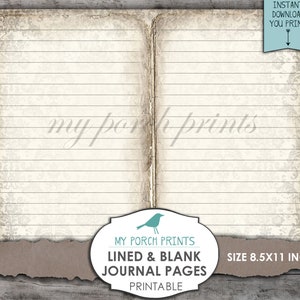 Lined & Blank, Journal Pages, Junk Journal, Kit, Neutraal, Afdrukbaar, Papier, Boek, Digitaal, Kortstondig, My Porch Prints, Vintage, Download afbeelding 8