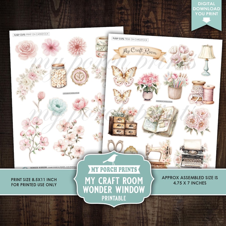 My Craft Room Wonder Window, Junk Journal Shabby Fussy Cuts Kit 3D ...