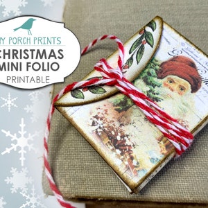 Christmas Mini Folio, Junk Journal, My Porch Prints, Afdrukbaar, Miniatuur, Boek, Boeken, Kousvuller, Cadeau, Ornament, Digitale Download