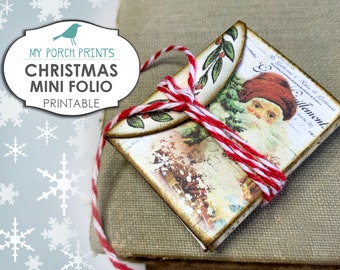 Christmas Mini Folio, Junk Journal, My Porch Prints, Printable, Miniature, Book, Books, Stocking Stuffer, Gift, Ornament, Digital Download