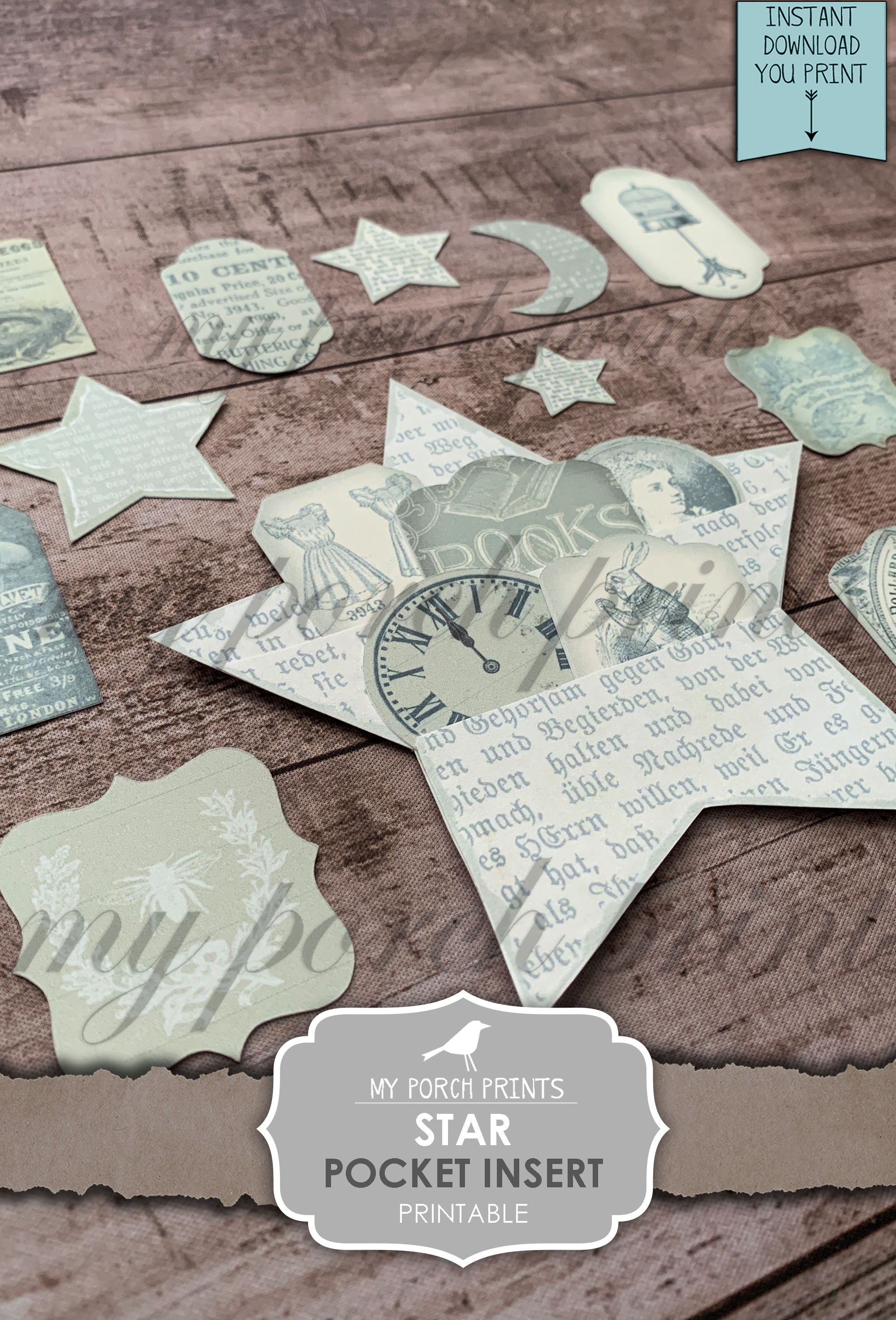 Star Pocket Junk Journal Insert Dream Journal Tags - Etsy