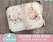 Shabby Pink Rose No-sew Junk Journal Kit, Gift Idea, Beginner