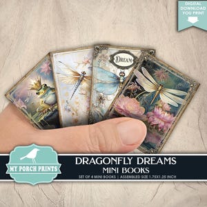 Dragonfly Dreams Mini Books, Junk Journal, Miniature, Forest, Fantasy, Enchanted, Dragonflies, My Porch Prints, Printable, Digital Download