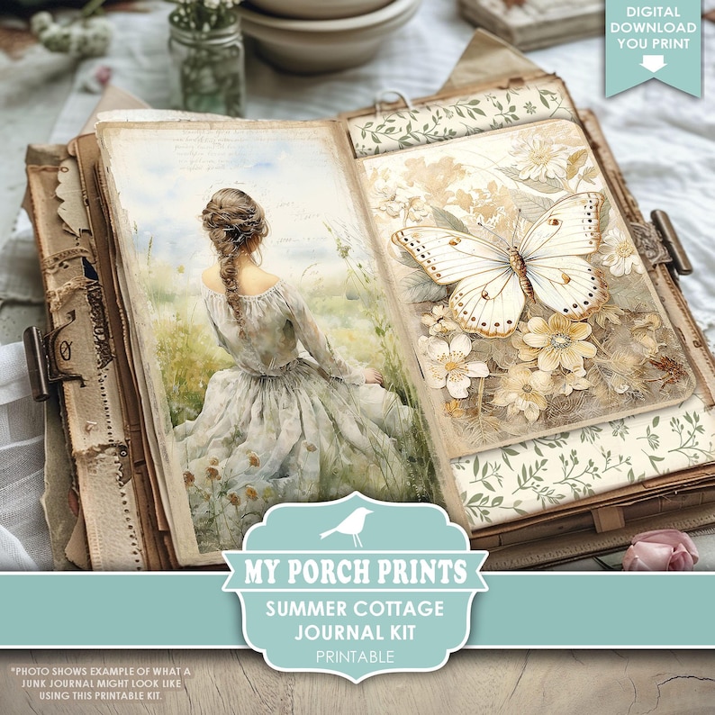 Summer Cottage Junk Journal Kit, Vintage, Floral, Spring, Pastel ...