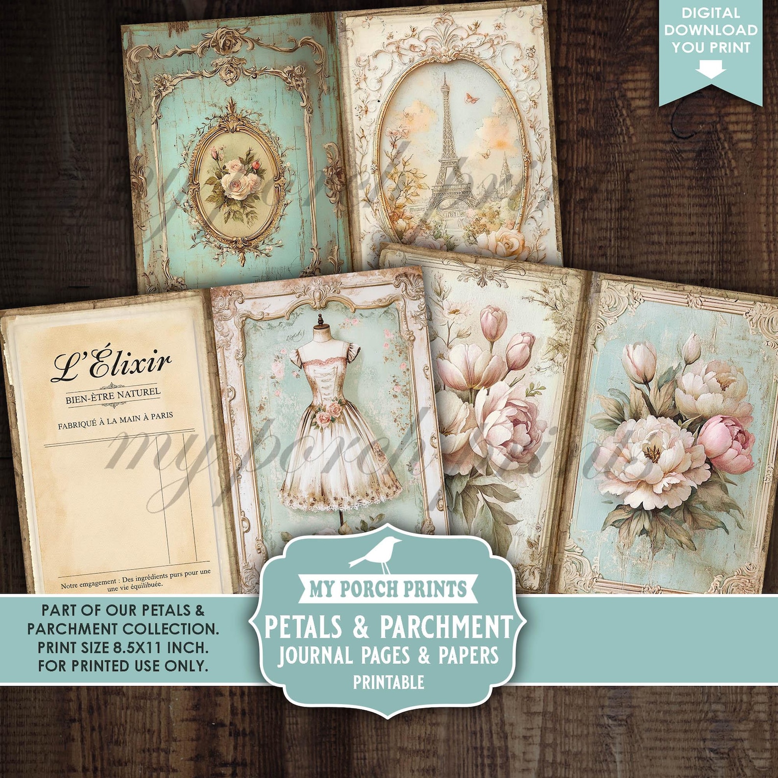 Petals and Parchment Junk Journal PAGES & PAPERS, Vintage, Spring ...