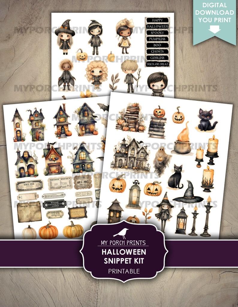 Halloween Snippet, Kit, Junk Journal, Roll, Fussy Cut, Fall, Candy, BuJo, Cricut, Planner, Printable, My Porch Prints, Digital Download image 7