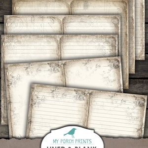 Lined & Blank, Journal Pages, Junk Journal, Kit, Neutraal, Afdrukbaar, Papier, Boek, Digitaal, Kortstondig, My Porch Prints, Vintage, Download afbeelding 10