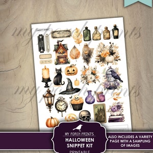 Halloween Snippet, Kit, Junk Journal, Roll, Fussy Cut, Fall, Candy, BuJo, Cricut, Planner, Printable, My Porch Prints, Digital Download image 4