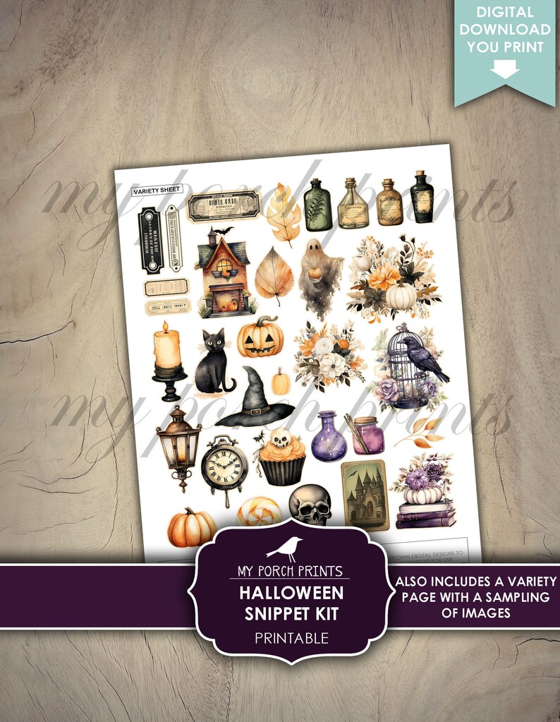 Halloween Snippet, Kit, Junk Journal, Roll, Fussy Cut, Fall, Candy, BuJo, Cricut, Planner, Printable, My Porch Prints, Digital Download image 4