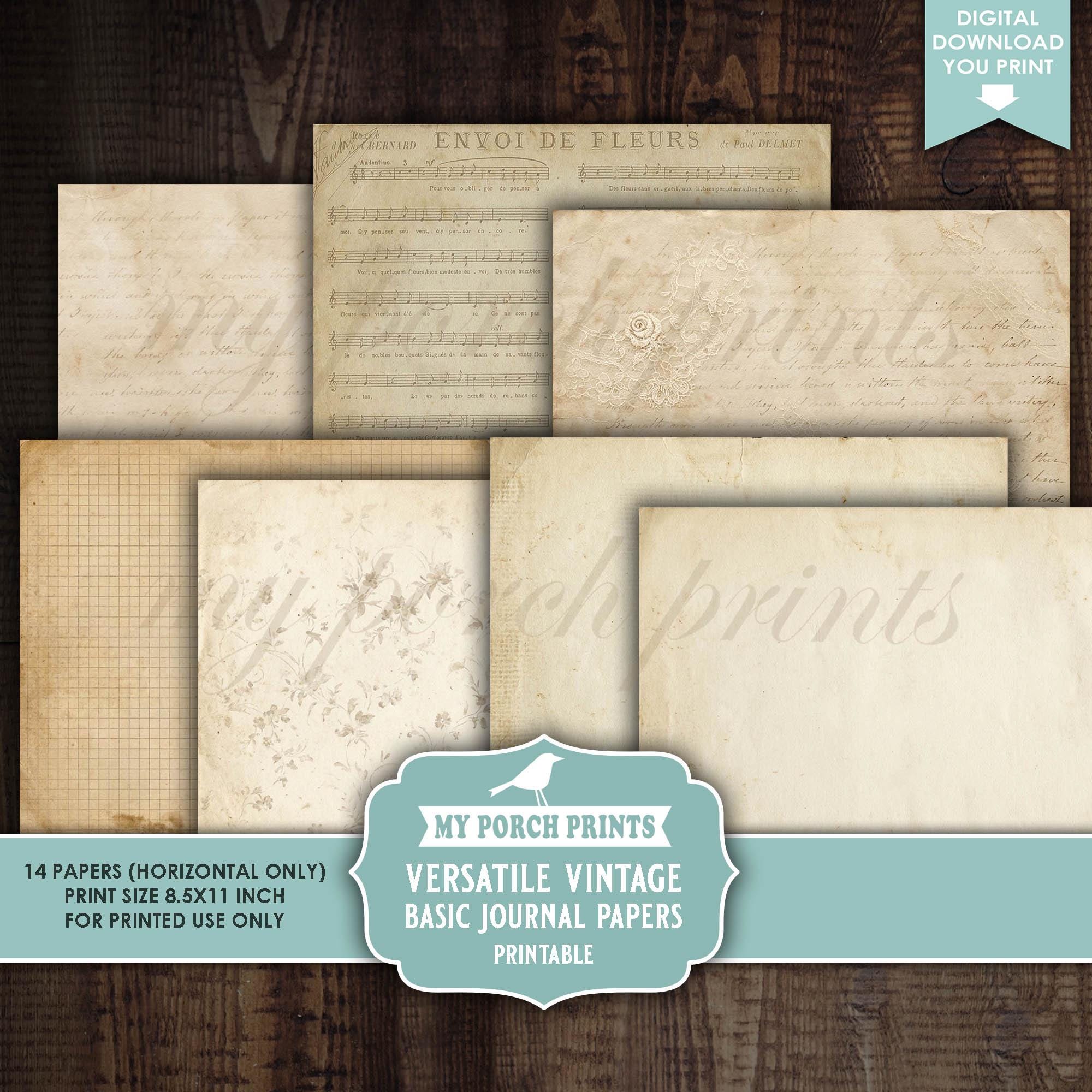 Versatile Vintage Basic Junk Journal Papers, Horizontal Neutral Coffee ...