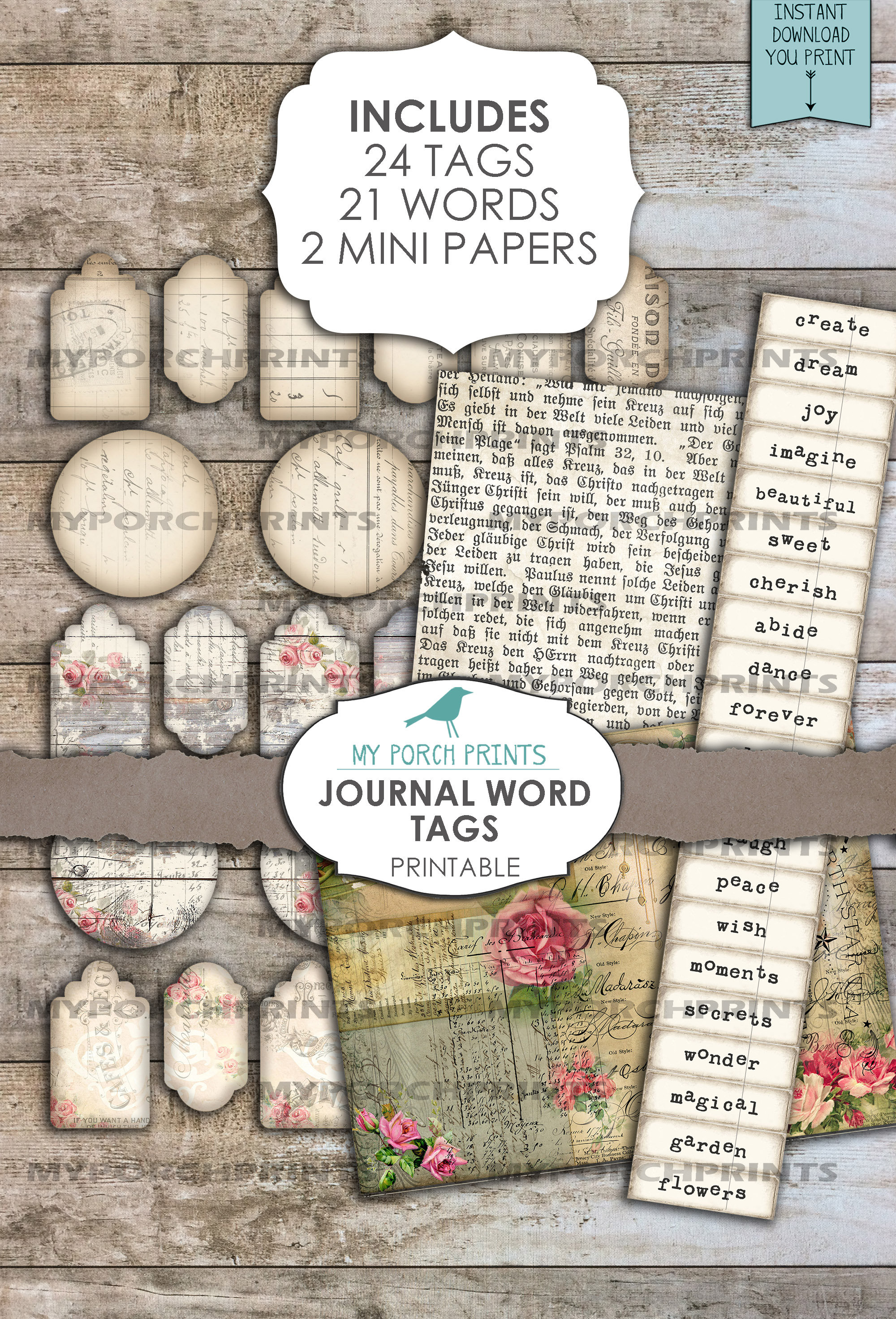 Junk Journal Kit Journal Word Tags Junk Journal - Etsy