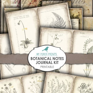 Puede incluir: Kit de diario bot&aacute;nico imprimible con ilustraciones vintage de plantas y flores. El kit incluye p&aacute;ginas con texto e ilustraciones de plantas, una p&aacute;gina de calendario y una p&aacute;gina con una cita de la Biblia.