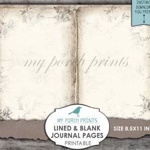 Lined & Blank, Journal Pages, Junk Journal, Kit, Neutraal, Afdrukbaar, Papier, Boek, Digitaal, Kortstondig, My Porch Prints, Vintage, Download afbeelding 7