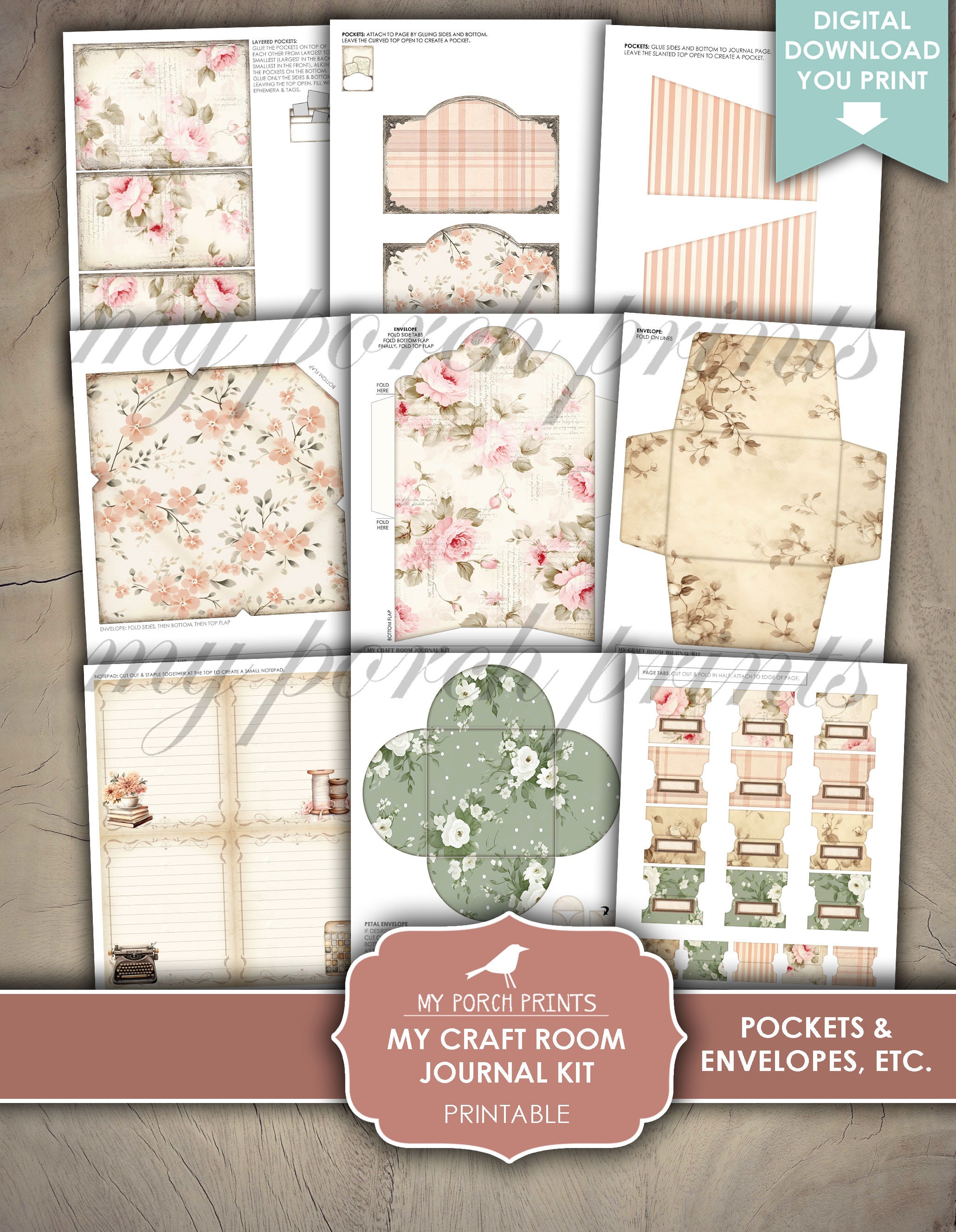 My Craft Room Junk Journal Kit, Home Office, Supplies, Art, Sewing ...