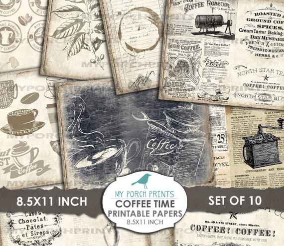Coffee Printable Journal Coffee illustrations Collage Sheets Chocolate ...
