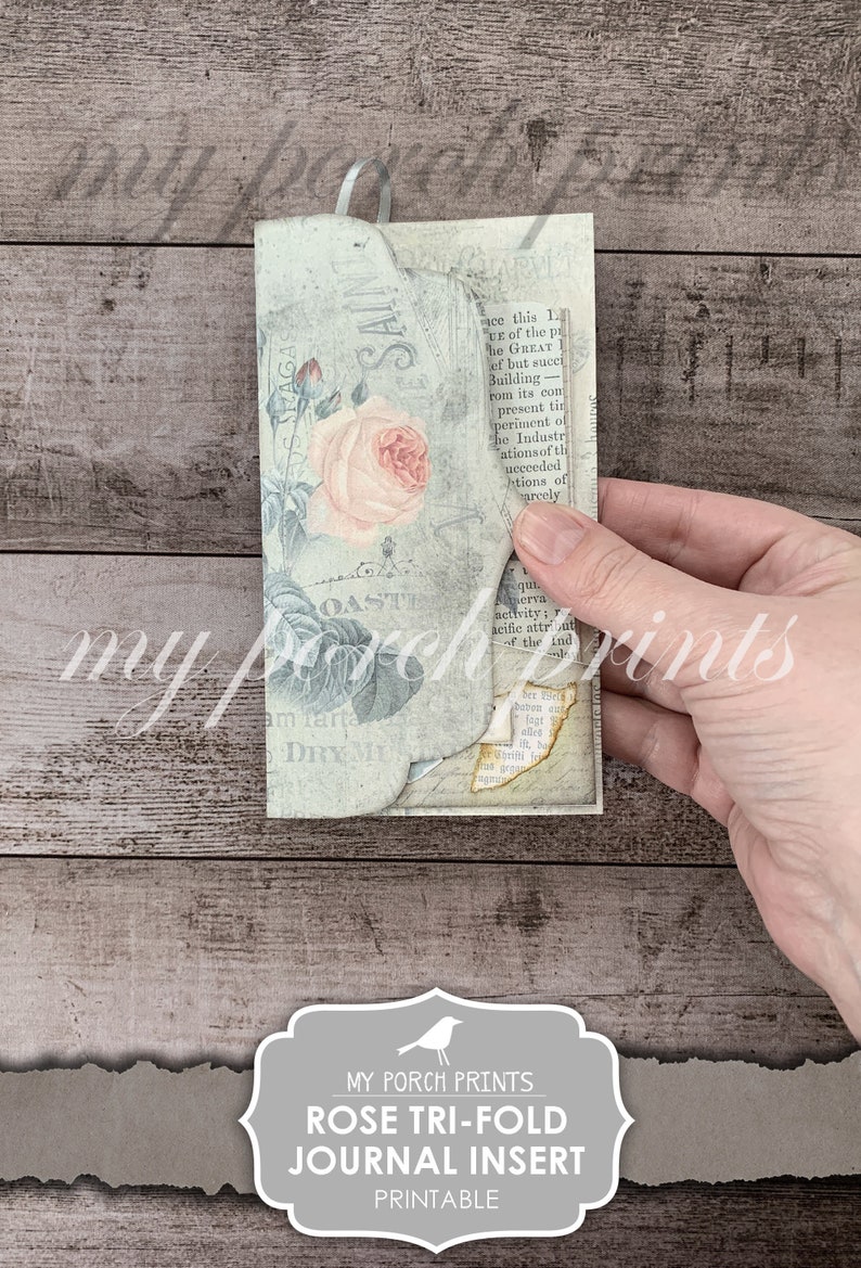 Junk Journal, Kit, Rose, Tri-Fold, Journal Insert, Ephemera, Handmade, Printable, Embellishment, Vintage, Digital, Download, My Porch Prints image 5