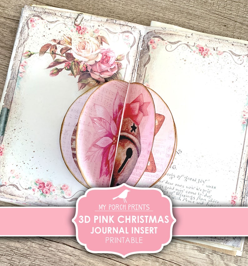 Pink Christmas, 3D Insert, Junk Journal, December Daily, Dimensional ...