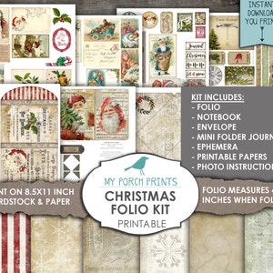 Christmas Folio, Junk Journal Kit, Ephemera, My Porch Prints, Book ...