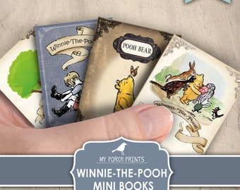 Mini Books, Winnie-The-Pooh, Pooh Bear, Junk Journal, Kit, A. A. Milne, Baby, Boy, Girl, Child, Printable, My Porch Prints, Digital Download