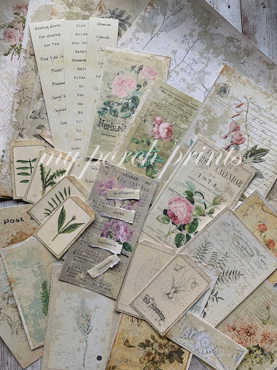 Botanical Junk Journal Kit, Botanical Journal, Note, Ephemera, My Porch  Prints, Scrapbook, Printable Paper, Vintage Garden, Digital Download 