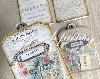 ノートブック タグ、アンティーク、ジャンク ジャーナル キット