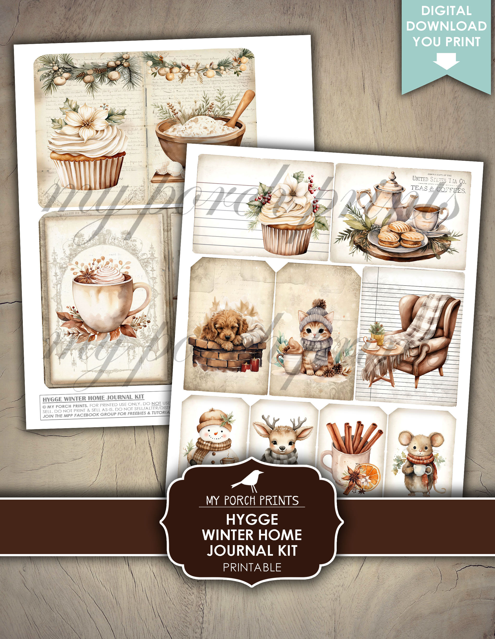 Hygge Winter Home Junk Journal Kit, December, Daily, Neutral, Holiday ...
