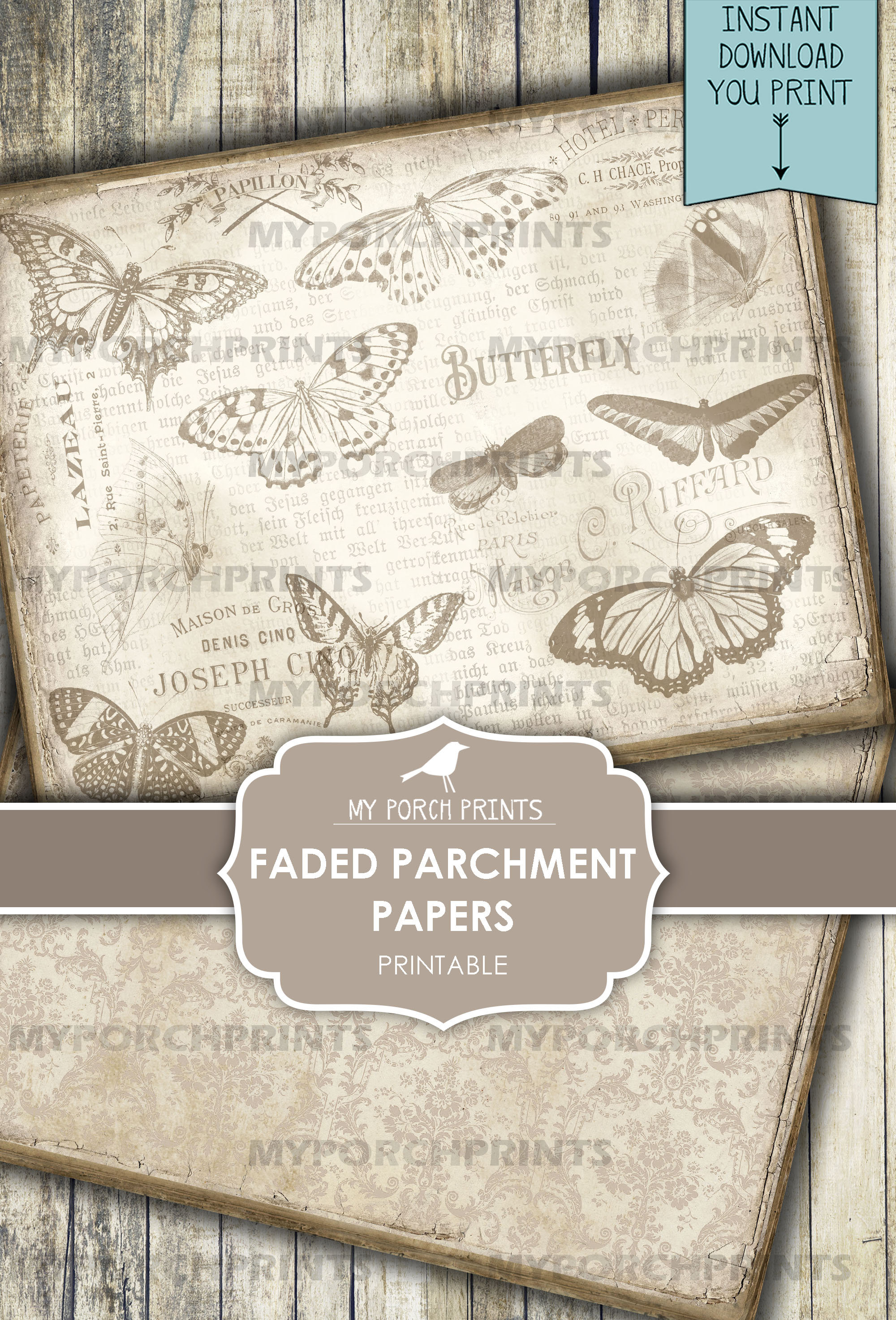 Junk Journal, Papers, Faded Parchment, Collage Sheets, Printable Paper ...