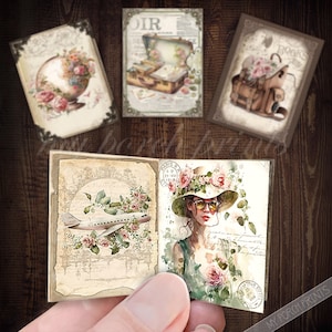 Shabby Travel Mini Books, Junk Journal, Vacation, Miniature, Book, Road Trip, Holiday, Suitcase, My Porch Prints Printable Digital Download image 5