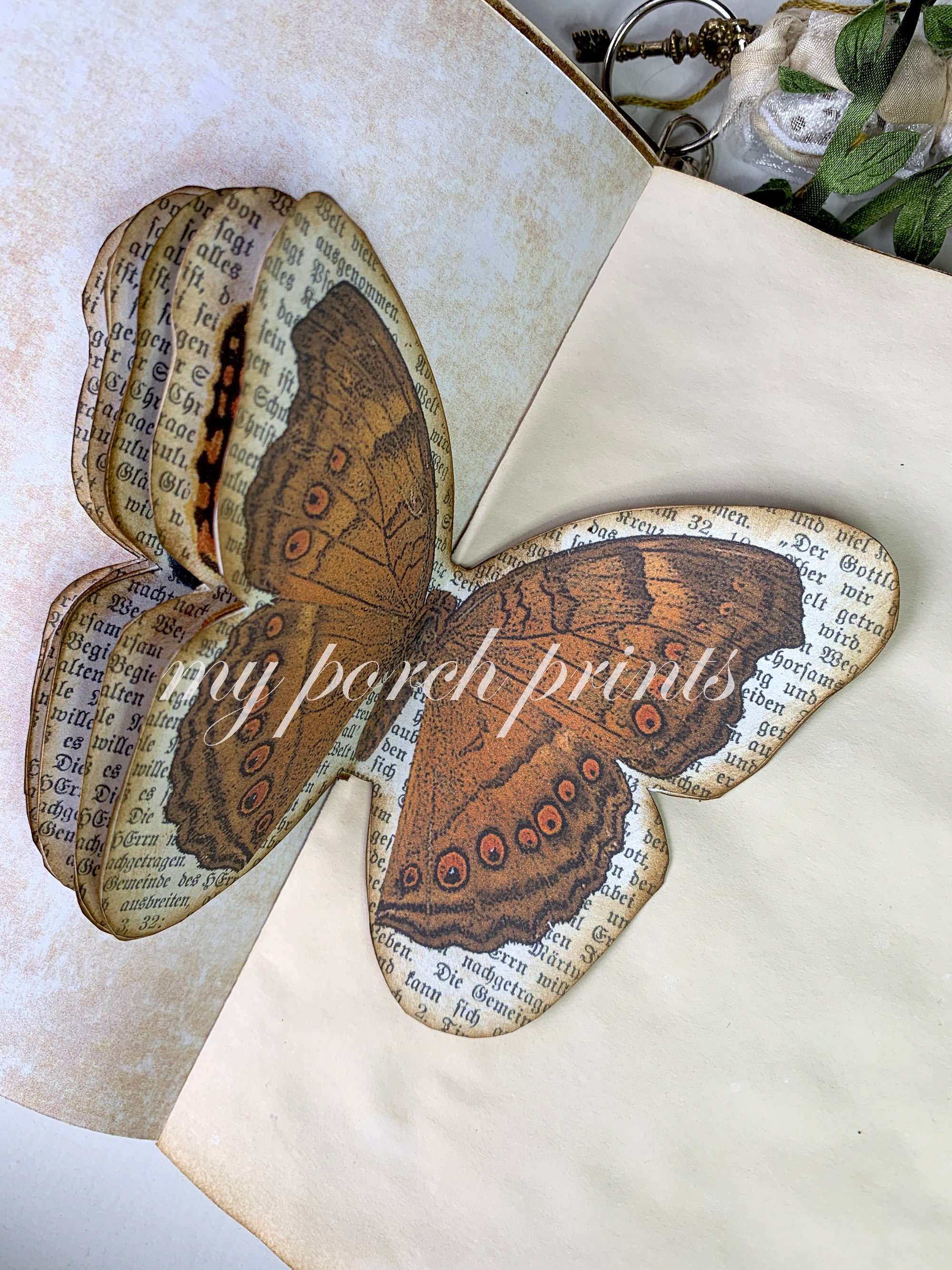 Junk Journal, Insert, 3D, Butterfly, Craft Kit, Book Page
