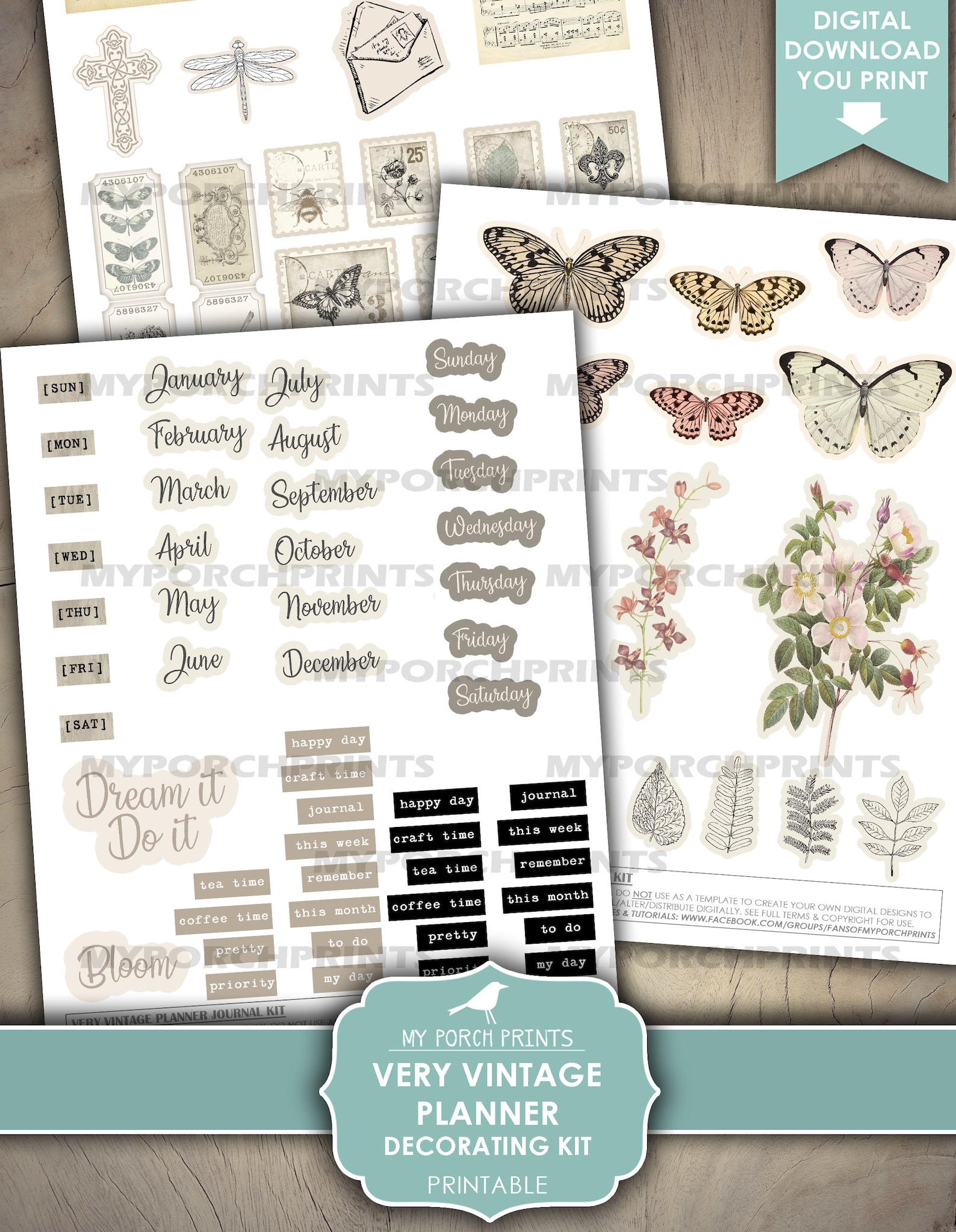 Junk Journal, Very Vintage, Planner, Decorating, Kit, Bullet Journal ...