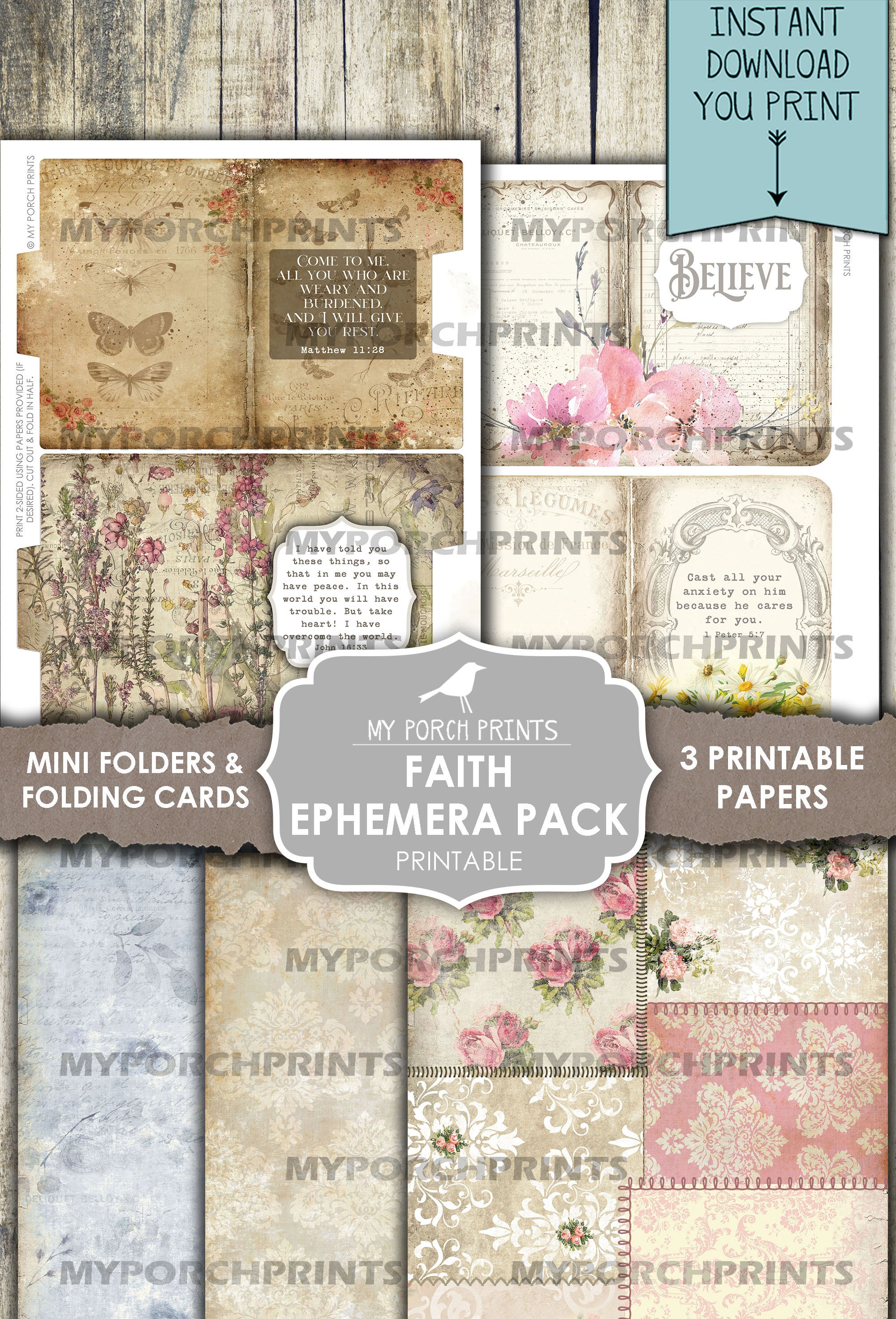 Christian Faith Vintage Junk Journal Pages And Ephemera: Over 210 Catholic  & Bible Scripture Themed Labels, Postcards, Tags, Papers & Ephemera Pieces