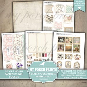 Shabby Pocket Hidden Paperclips Kit, 3, Junk Journal, Paper Clip ...