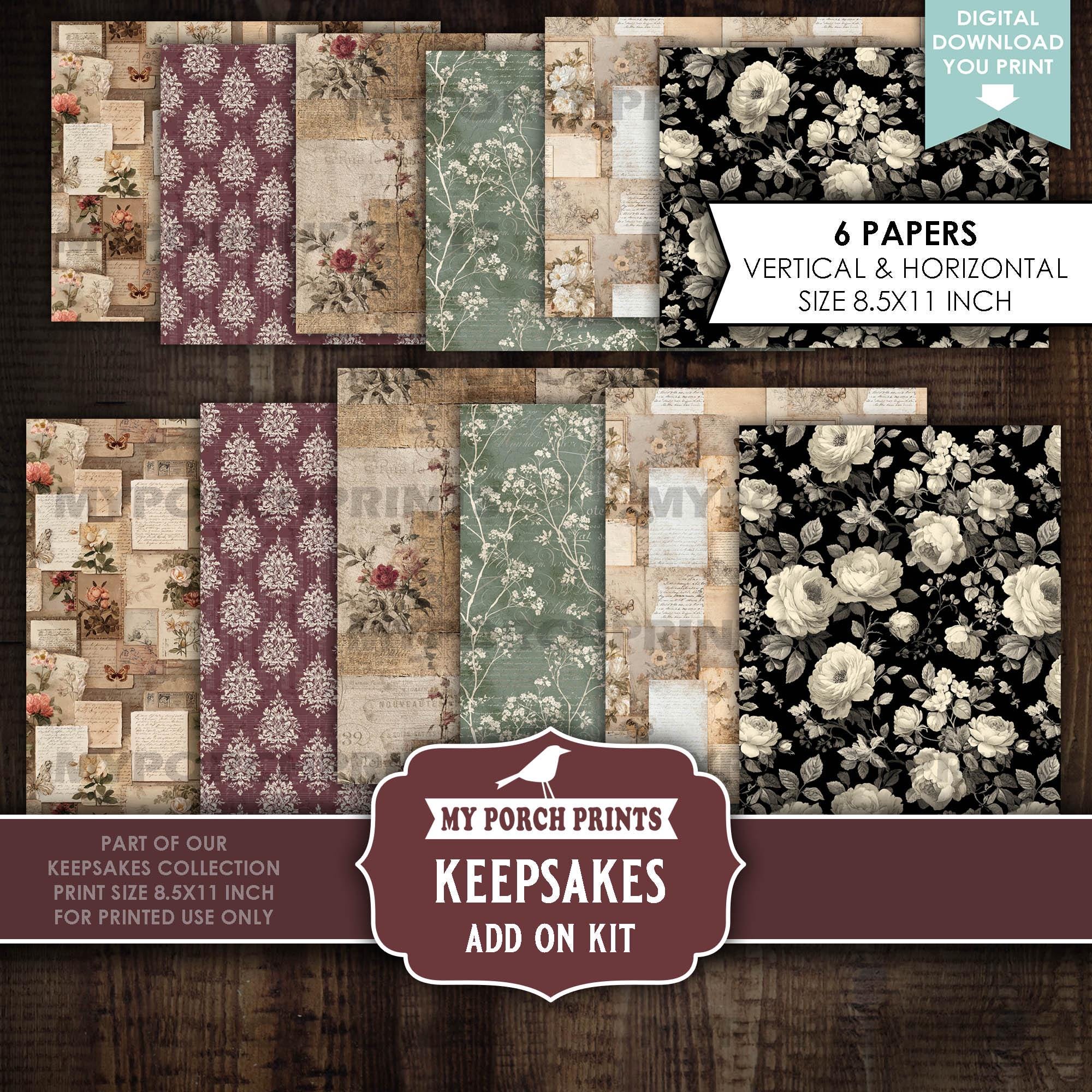Keepsakes Junk Journal ADD-ON KIT, Ephemera, Burgundy, Vintage, Sepia ...