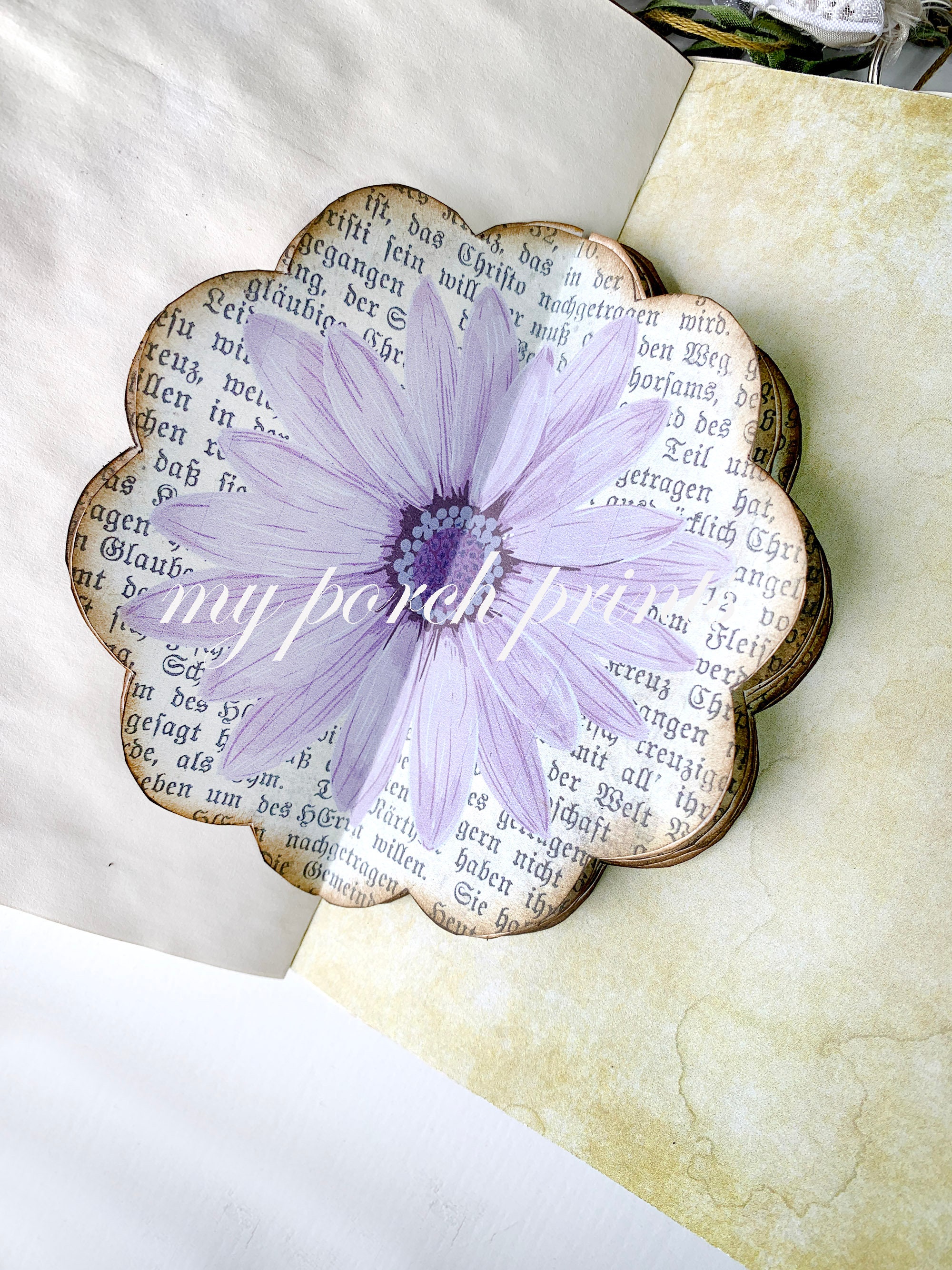 Junk Journal Insert, 3D, Flower, Book Page, Dimensional, Pop Up, Junk ...